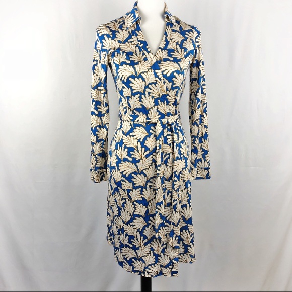 dvf collared wrap dress